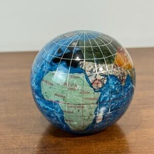 Alexander Kalifano Gemstone Globe Paperweight Blue 3" World Map Inlaid Earth
